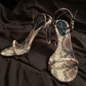 Jeffrey Campbell snakeskin strap heels